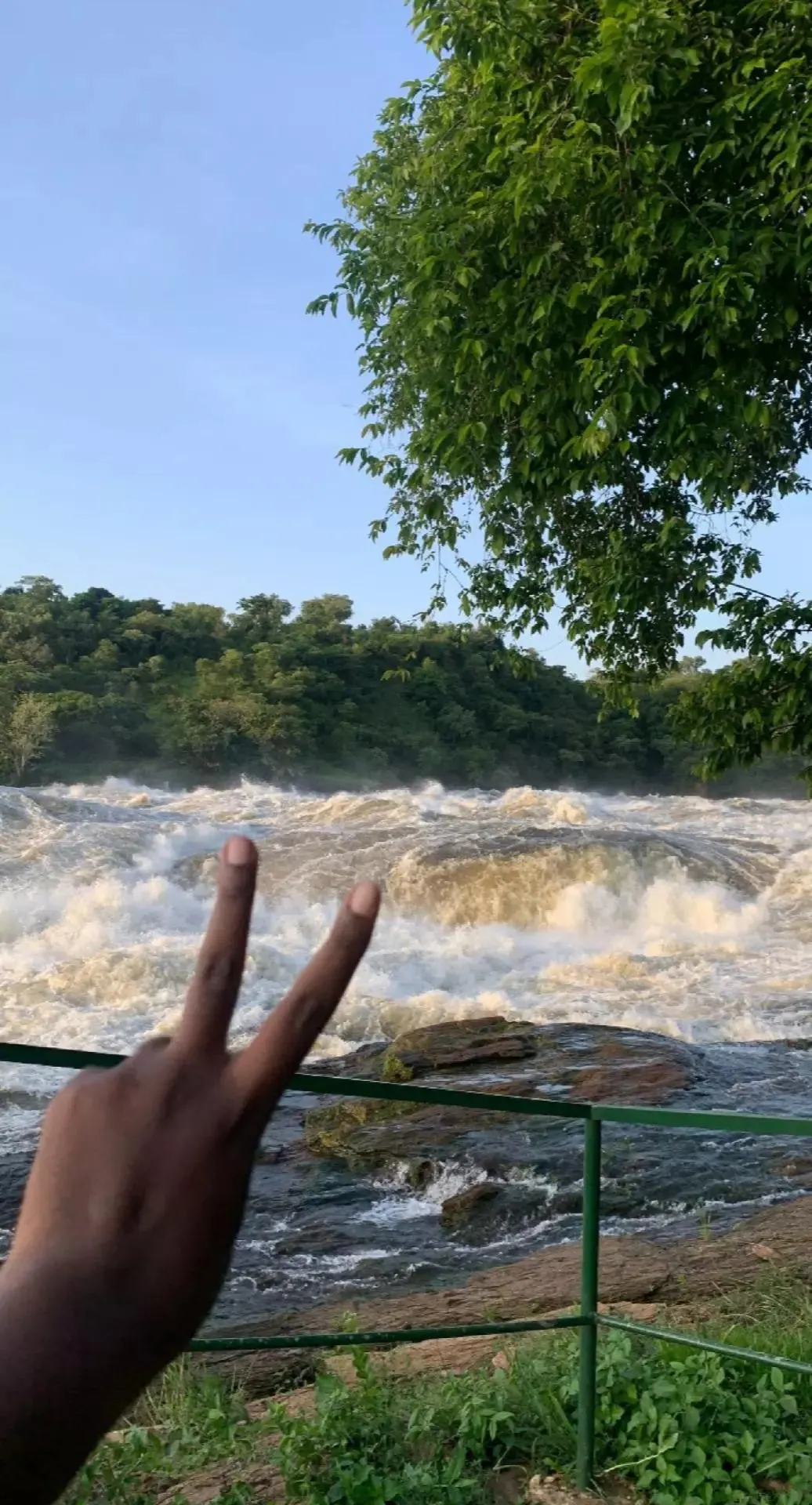 Water rushing through Murchison Falls National Park in Uganda