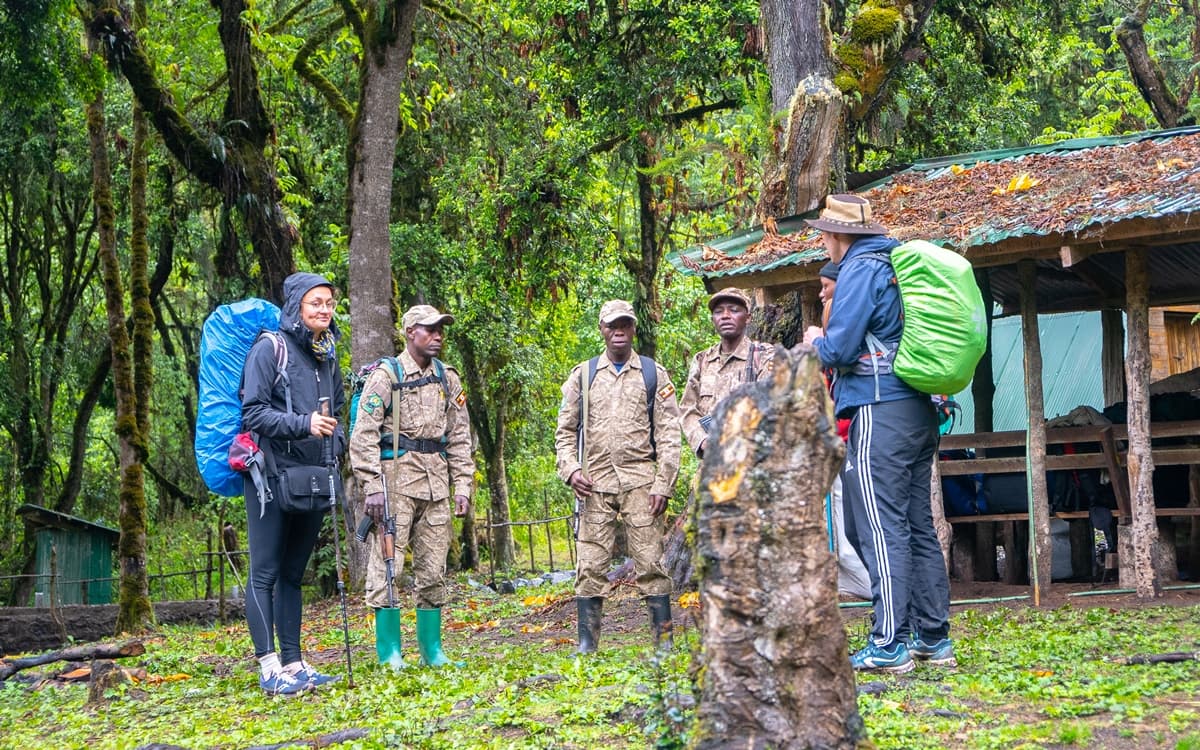 Uganda ranger briefing before a guided wilderness experience